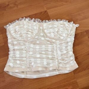 Lulu's Cream Polka Dot Crop Top